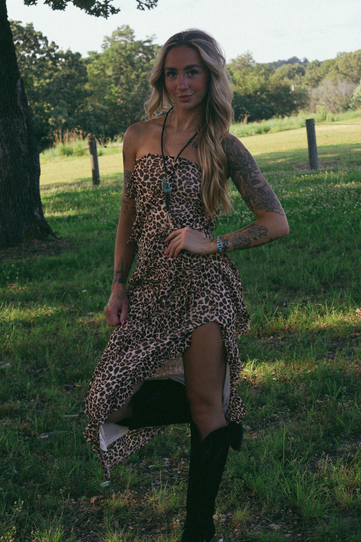 LEOPARD RUFFLE DRESS