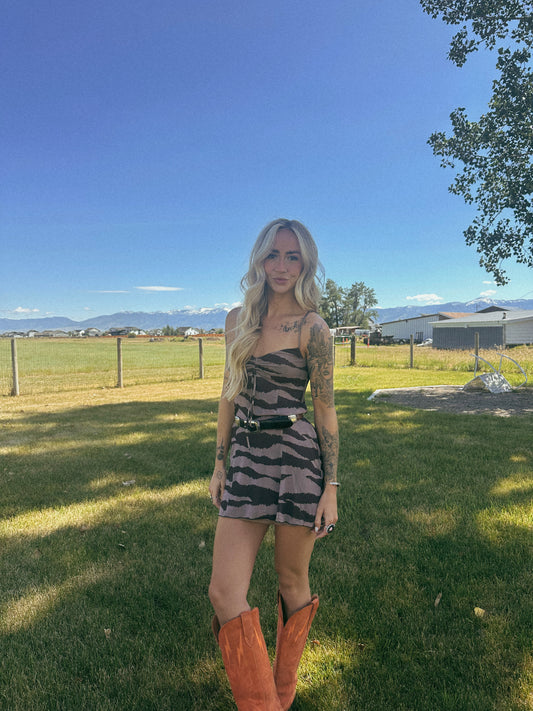 ZEBRA PRINT MINI SLIP DRESS
