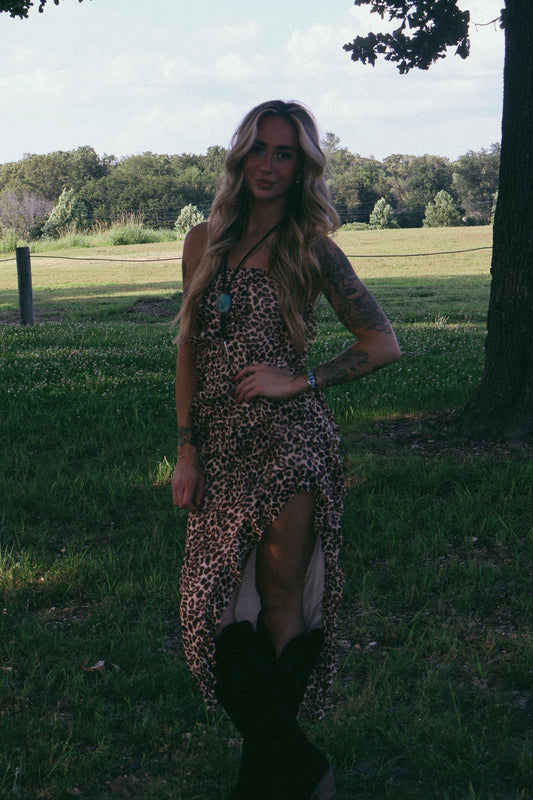 LEOPARD RUFFLE DRESS