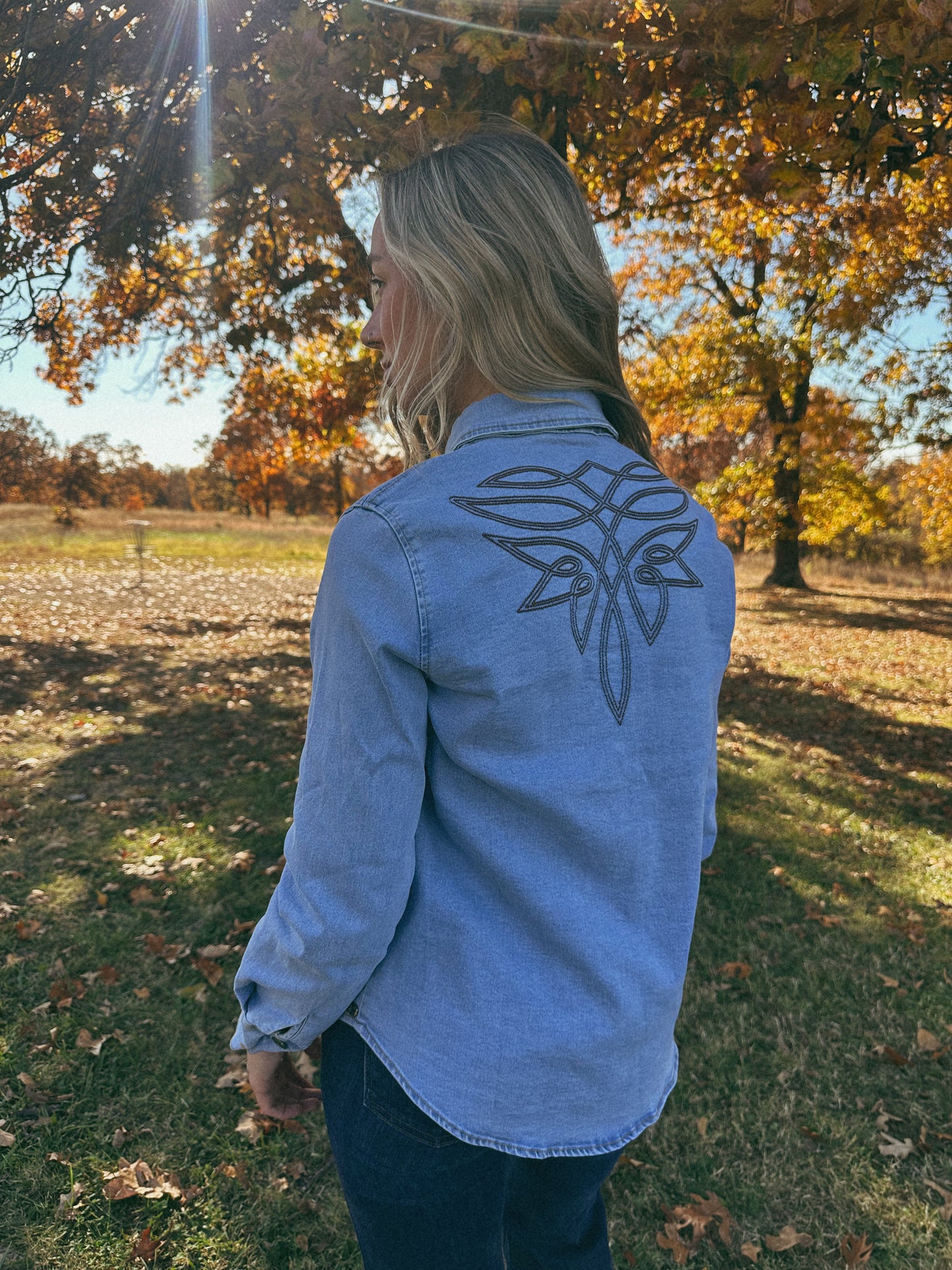 Boot Stitch Denim Button Down