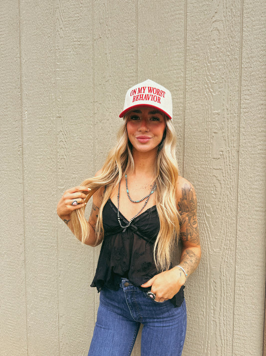 EMBROIDERED MESH BABYDOLL TOP
