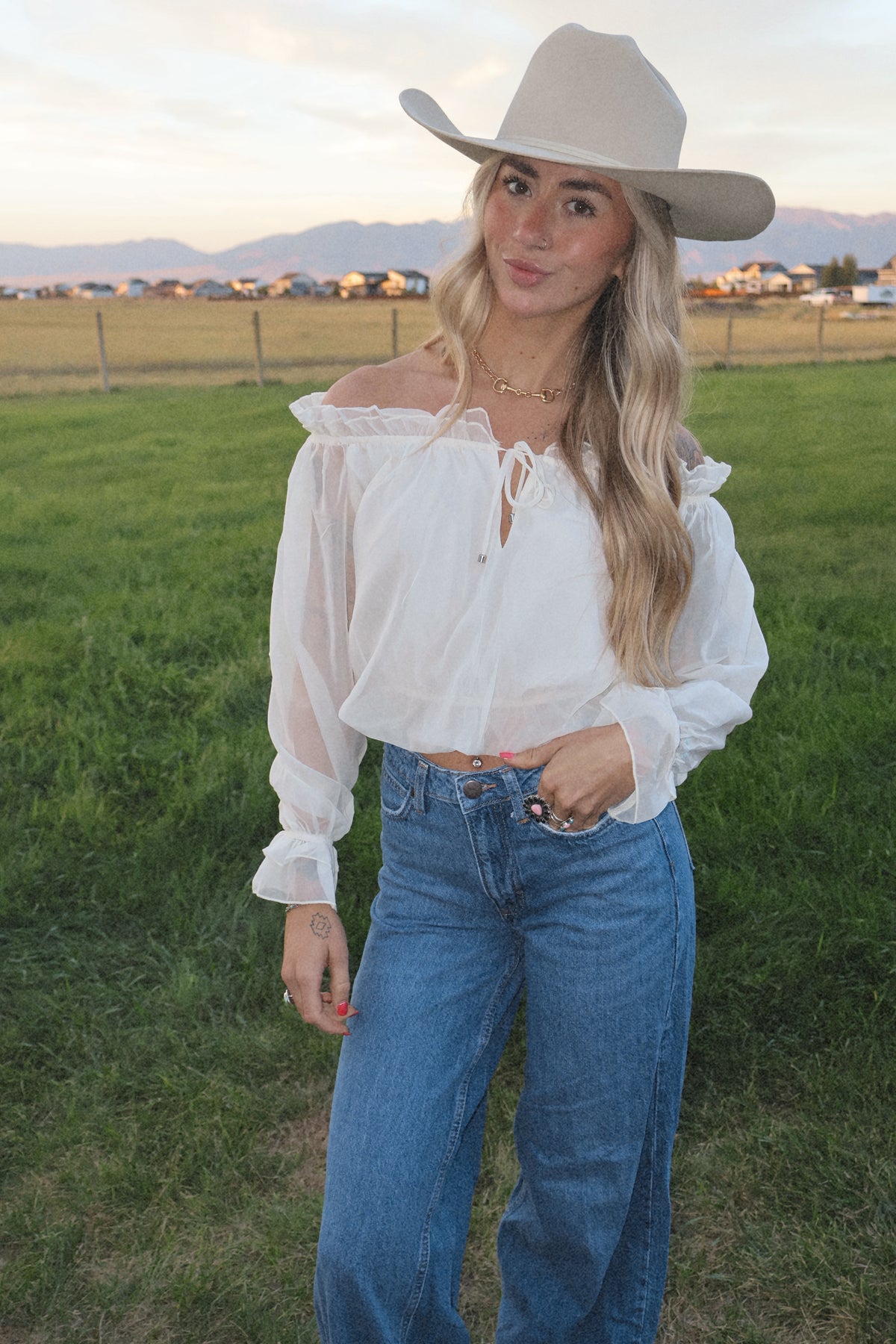 RUFFLE OFF THE SHOULDER PEASANT BLOUSE