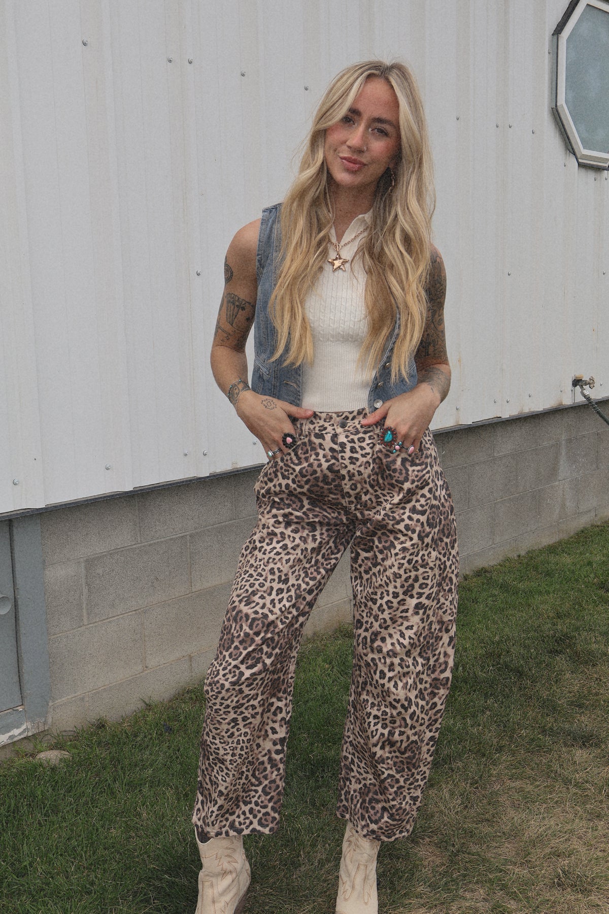 LEOPARD BARREL PANTS