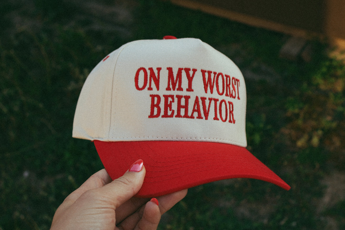 ON MY WORST BEHAVIOR TRUCKER HAT