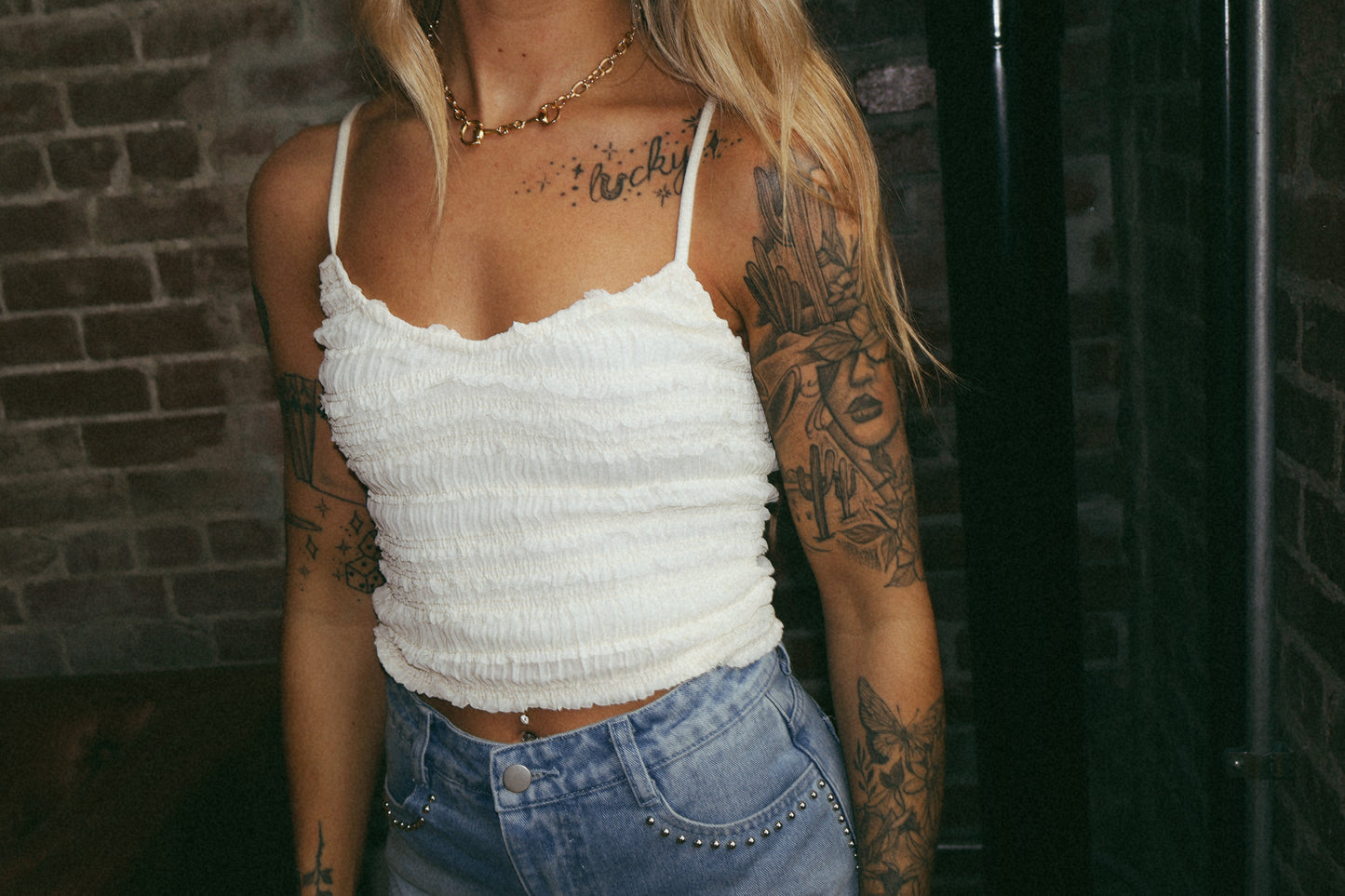 RUFFLED FABRIC MINI TOP