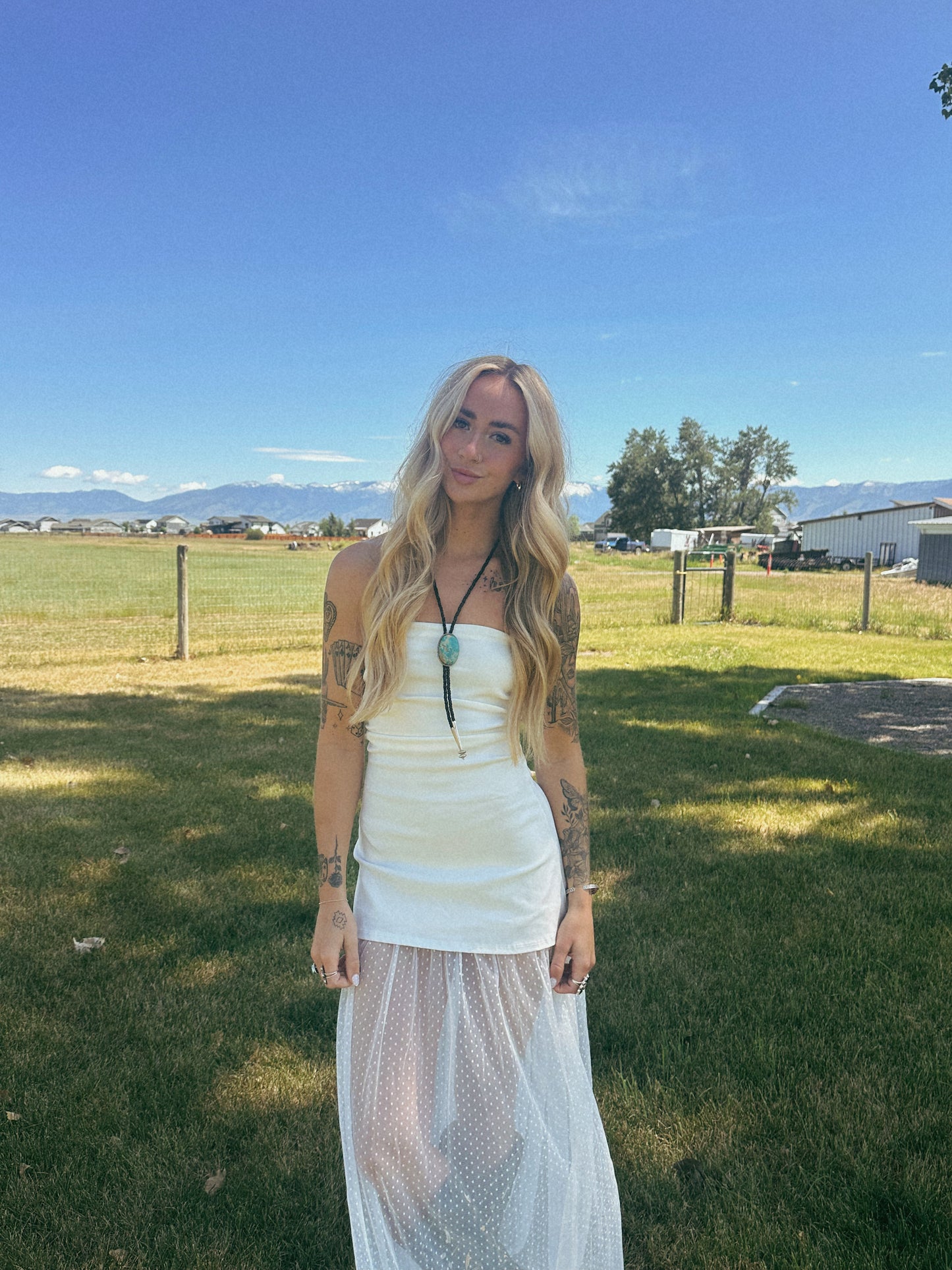 WHITE STRAPLESS MAXI DRESS