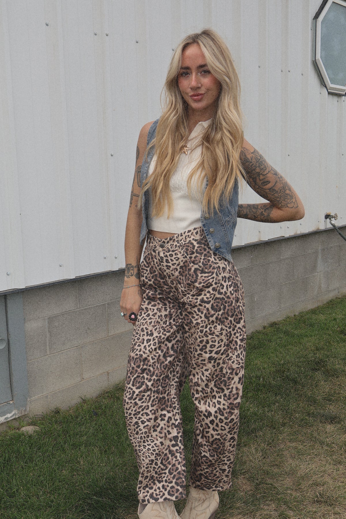 LEOPARD BARREL PANTS