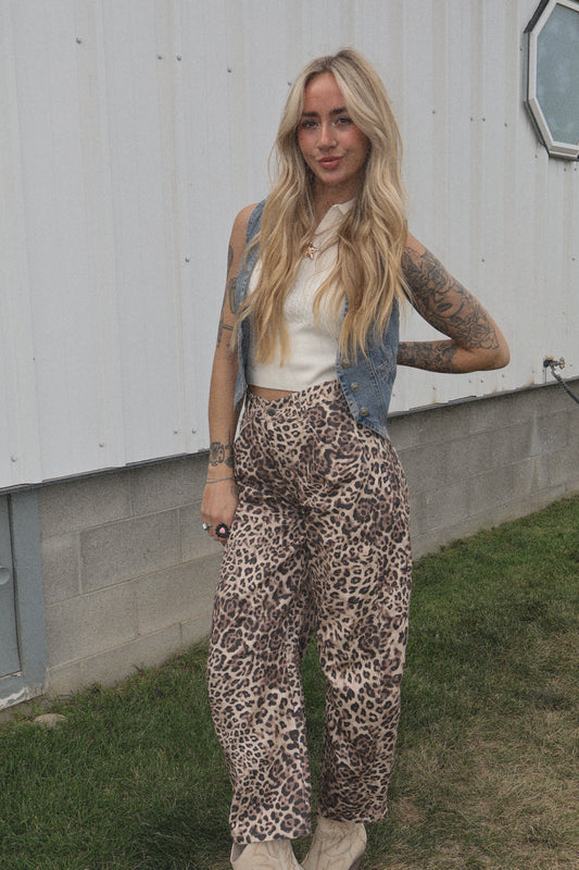 LEOPARD BARREL PANTS