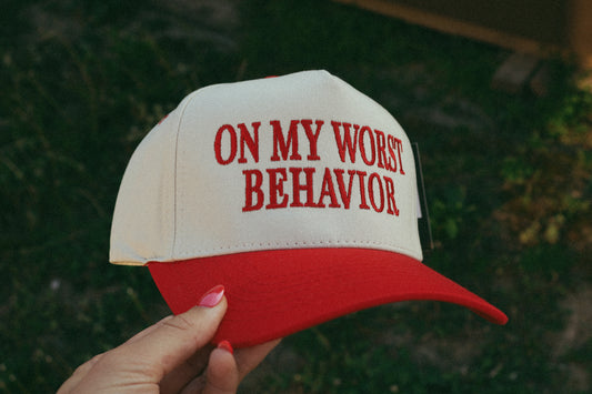 ON MY WORST BEHAVIOR TRUCKER HAT