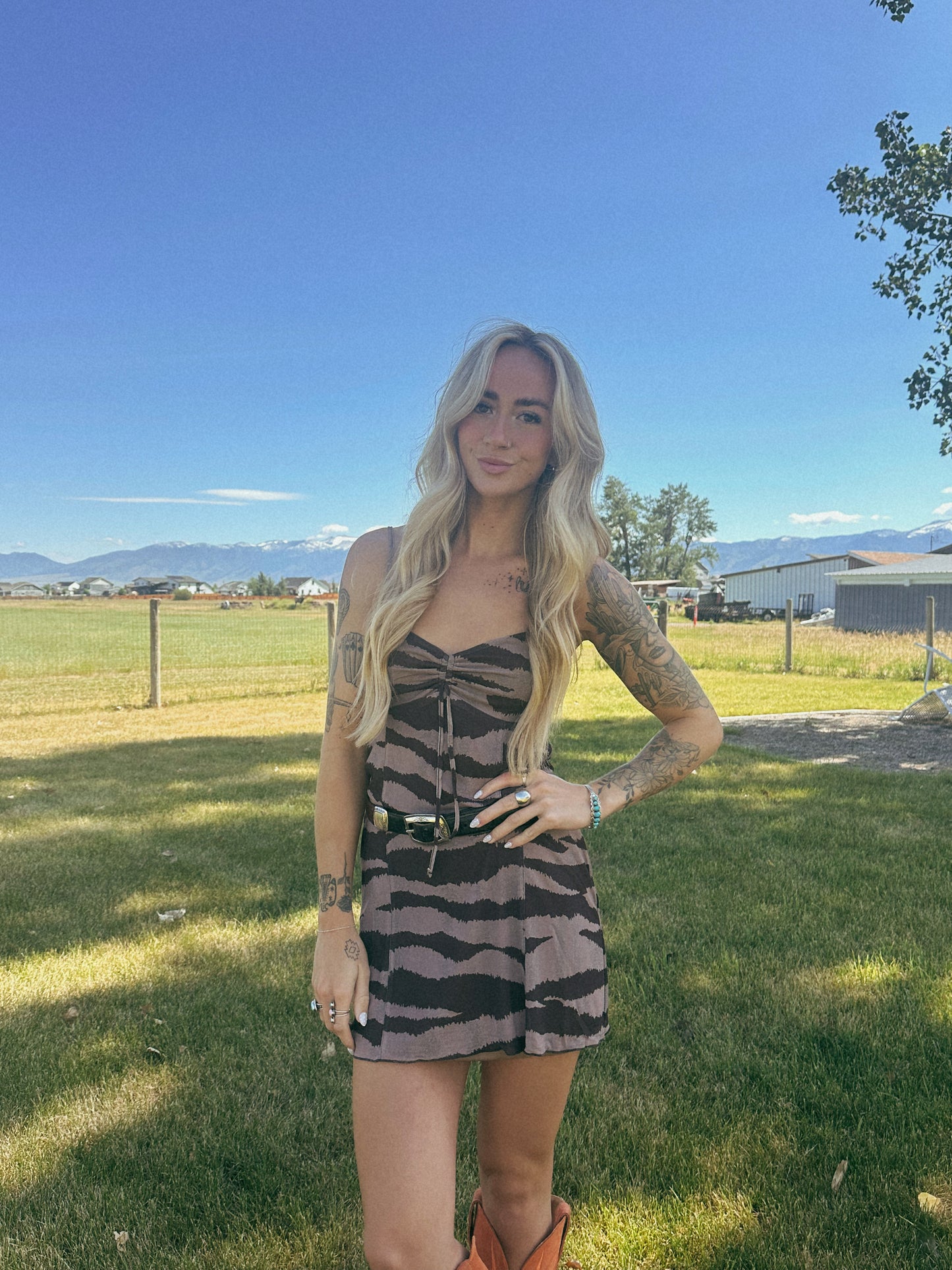 ZEBRA PRINT MINI SLIP DRESS