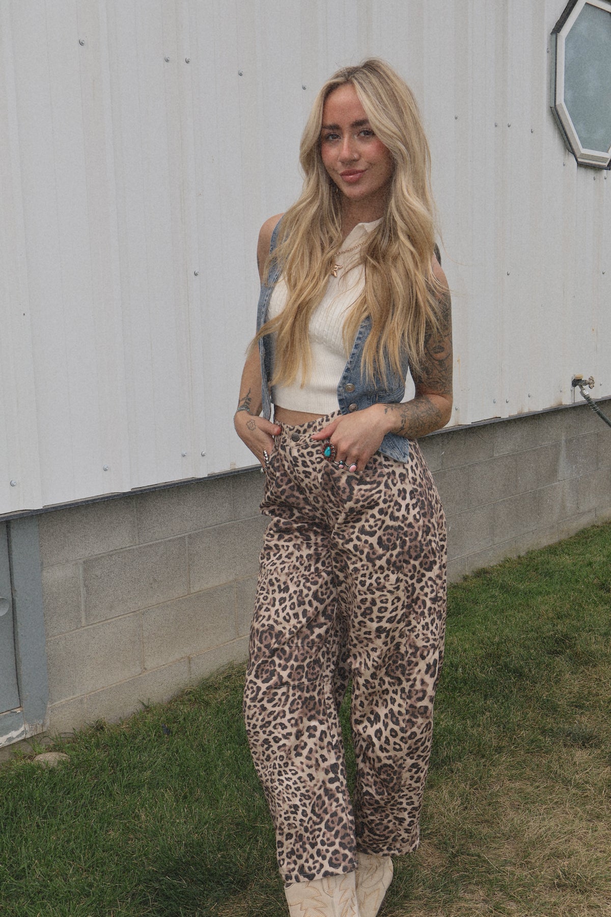 LEOPARD BARREL PANTS